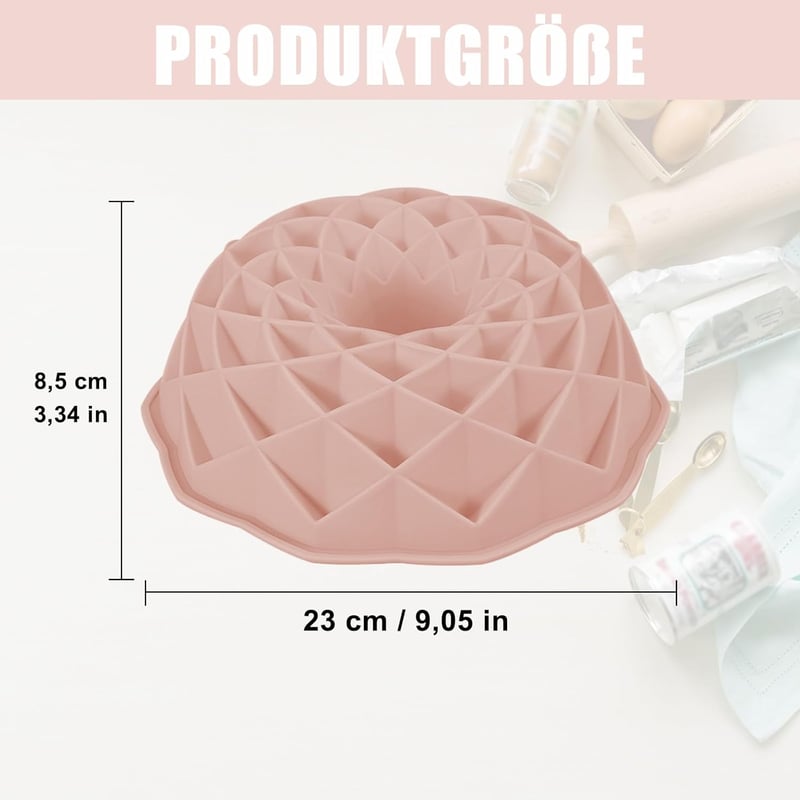 gvivej 23 cm-es szilikon Bundt sütőforma spirál mintával rózsaszín