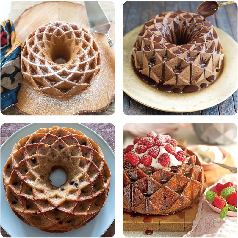 gvivej 23 cm-es szilikon Bundt sütőforma spirál mintával rózsaszín