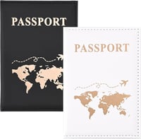 gvivej Útlevéltartó Szett PU Bőr Útlevél Tok Szervező Bankkártya Tartóval Fekete Fehér 2 Darabos Unisex Modern Dizájn 1