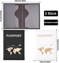 gvivej Útlevéltartó Szett PU Bőr Útlevél Tok Szervező Bankkártya Tartóval Fekete Fehér 2 Darabos Unisex Modern Dizájn 2