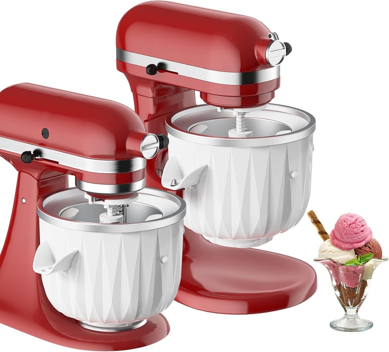 GVODE fagylalt készítő adapter KitchenAid mixerhez, fagylalt és sorbet készítés 4,5-7Qt - White/Opulent Garden, Plastic