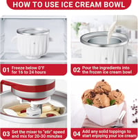 GVODE fagylalt készítő adapter KitchenAid mixerhez, fagylalt és sorbet készítés 4,5-7Qt - White/Opulent Garden, Plastic 6