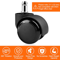 Gvolatee 5 db irodai szék görgő 11x22 mm, csendes dupla kerekű csúszómentes görgő parkettához laminátumhoz 3