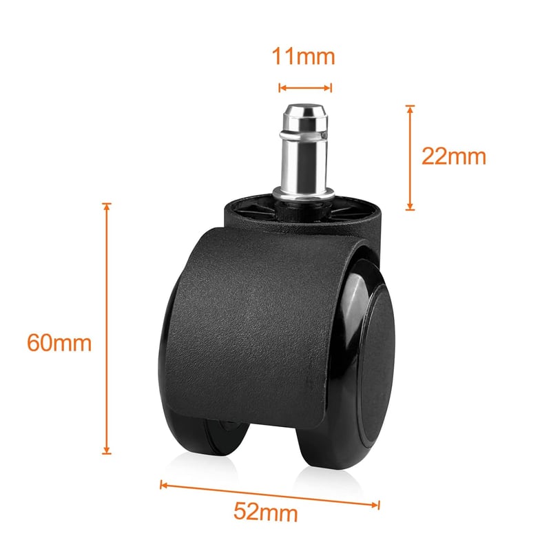 Gvolatee 5 db irodai szék görgő 11x22 mm, csendes dupla kerekű csúszómentes görgő parkettához laminátumhoz