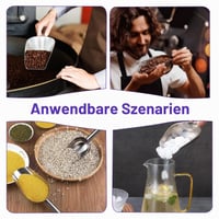 GWBPES Nerezová naberačka na múku a ľad – súprava 5 kusov, kuchynská a plniaca lopatka do kuchyne, baru a bufetu, strieborná 7