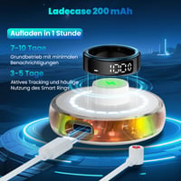 Inel inteligent Gwenland pentru bărbați și femei cu ecran LED, IP68, monitorizare ritm cardiac/SpO2/HRV/somn, Android/iOS, negru, mărimea 12 4