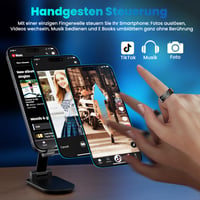 Inel inteligent Gwenland pentru bărbați și femei cu ecran LED, IP68, monitorizare ritm cardiac/SpO2/HRV/somn, Android/iOS, negru, mărimea 12 6