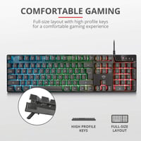 Herná klávesnica Trust 835 Azor – talianske rozloženie QWERTY, podsvietenie RGB LED, funkcia anti-ghosting, USB, čierna – PC, notebook, Mac 4