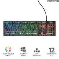 Herná klávesnica Trust 835 Azor – talianske rozloženie QWERTY, podsvietenie RGB LED, funkcia anti-ghosting, USB, čierna – PC, notebook, Mac 3