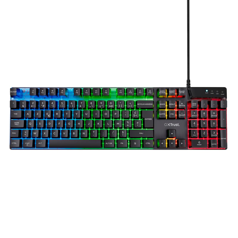 Tastatură de gaming GXTrust Azor, layout AZERTY (francez), iluminare LED, negru, cu fir