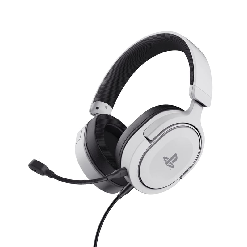 Herné slúchadlá GXTrust Forta PS5, licencované pre PlayStation 5, biele | 50 mm meniče, 3D audio, 3,5 mm jack, odnímateľný mikrofón, 1,2 m kábel