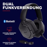 Herné slúchadlá Trust GXT 1493 Ravox, bezdrôtové, Bluetooth a 2,4 GHz, mikrofón, 50 mm meniče, 70-hodinová výdrž batérie, čierne, PS5, PS4, Switch, PC 3