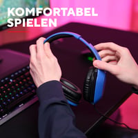 Herná náhlavná súprava GXTrust Rayne, ľahká, kompatibilná s PC, Xbox, PS4, PS5, Switch a mobilnými zariadeniami, s mikrofónom, modrá 7