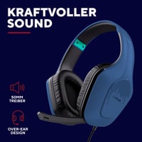 Herná náhlavná súprava GXTrust Rayne, ľahká, kompatibilná s PC, Xbox, PS4, PS5, Switch a mobilnými zariadeniami, s mikrofónom, modrá 5