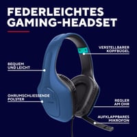 Herná náhlavná súprava GXTrust Rayne, ľahká, kompatibilná s PC, Xbox, PS4, PS5, Switch a mobilnými zariadeniami, s mikrofónom, modrá 2