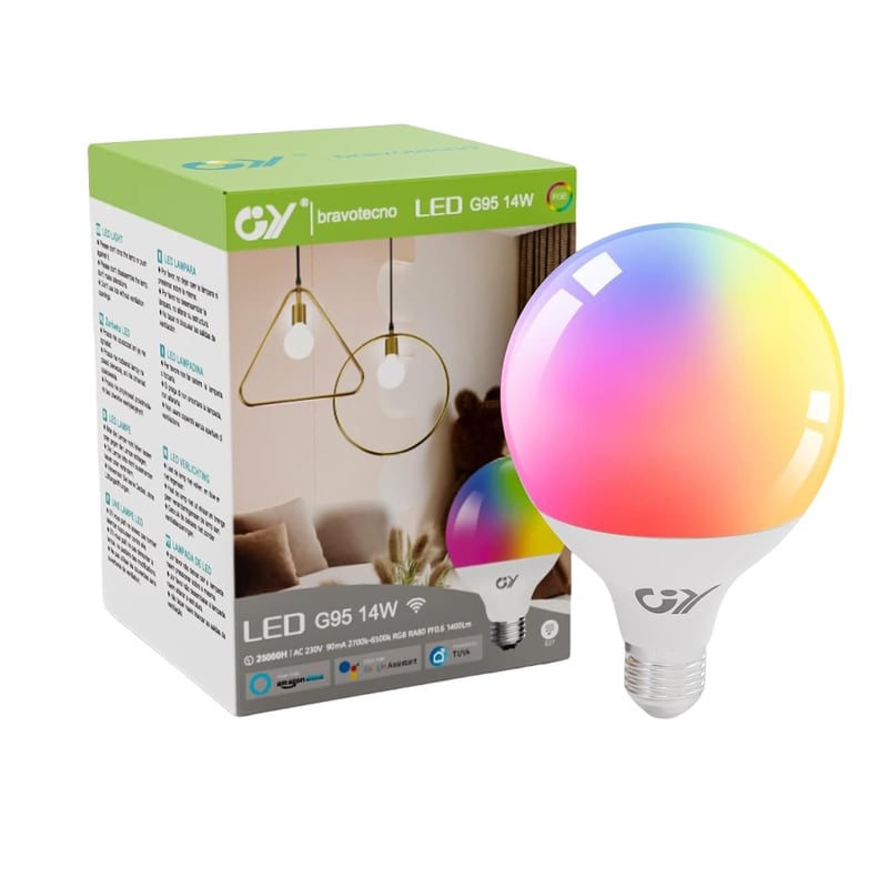 GY Alexa-kompatibilna E27 RGB pametna žarulja, 14W, radi i s Google Home-om - 1 kom., Wifi-g150-23w