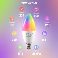 GY Alexa okos izzó E14 C37 6W RGB dimmelhető meleg fehér 6 darab - 6 pcs (pack of 1), Wifi C37 3