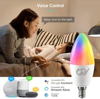 GY Alexa okos izzó E14 C37 6W RGB dimmelhető meleg fehér 6 darab - 6 pcs (pack of 1), Wifi C37 5