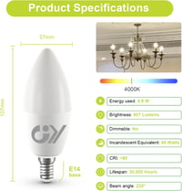 GY E14 LED Izzó 4.9W Természetes Fehér 4000K 807 Lumen Energiatakarékos Gyertya Forma 6db - 6 Stück, 4.9 W - 4000 K 2