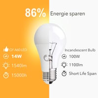 GY E27 LED izzó 14W meleg fehér 1540 lm energiatakarékos 6 db 2