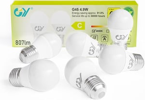 LED žiarovka GY G45 E27 4,9W 4000K neutrálna biela - 6 ks