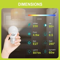 GY E27 LED izzó 4.9W 4000K 807 lumen semleges fehér 6db csomag 2