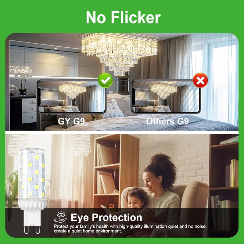 GY G9 LED izzó meleg fehér 3000K 4,9W 75W helyettesítő 908 lumen flicker-free 5db