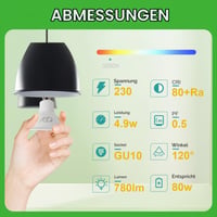 LED žiarovka GY GU10 4,9 W 790 lm, teplá biela 3000 K, energeticky úsporná, energetická trieda B, náhrada za 80 W halogén, uhol svietenia 110°, nestmievateľná, 2 ks 4