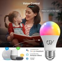 GY okos LED izzó WiFi E27 A60 9W 850 lm RGB fényerőszabályozható meleg hideg multicolor 2,4 GHz Alexa Google Home kompatibilis 6 db 4