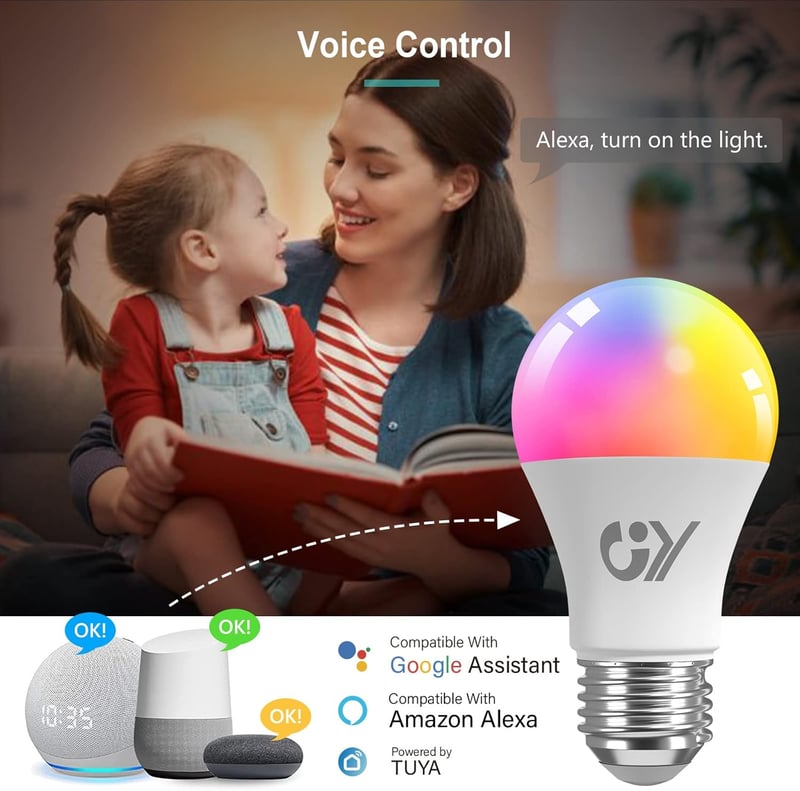 GY okos LED izzó WiFi E27 A60 9W 850 lm RGB fényerőszabályozható meleg hideg multicolor 2,4 GHz Alexa Google Home kompatibilis 6 db