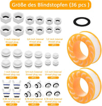Gyipe Blanking Plugs 36db Vízcsap Dugó BSP Menet Gumi Tömítéssel Mosógéphez 3