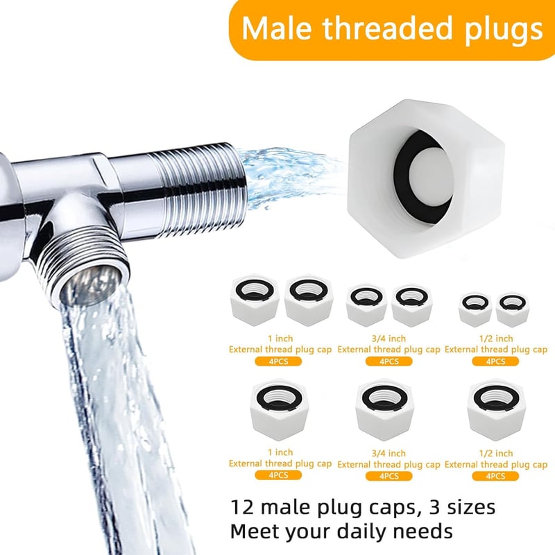 Gyipe Blanking Plugs 36db Vízcsap Dugó BSP Menet Gumi Tömítéssel Mosógéphez