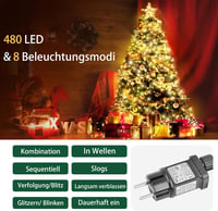 GYLEFY 3m 480 LED Karácsonyfa Fényfüzér 16 Ágú Meleg Fehér Vízálló Beltéri Kültéri - 3 metres, Warm White 4