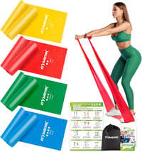 GYMERK Fitneszbandz szett 4 darab, 1,8-2M ellenállásos gumiszalag, jóga pilates edzéshez 1