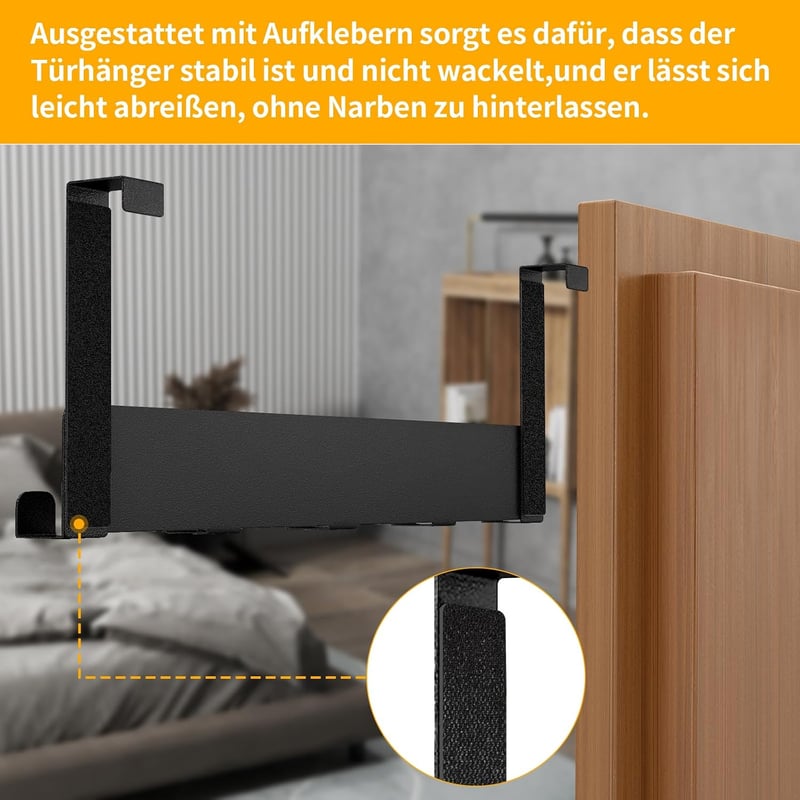 Gypie Ajtóra Akasztó 2db Fém Fekete Matt 6 Horgos Ruhaakasztó