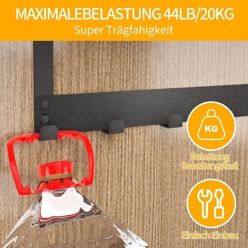 Gypie Ajtóra Akasztó 2db Fém Fekete Matt 6 Horgos Ruhaakasztó