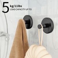 Gypie Szívókorongos Horog 4db Fekete Fém Fürdőszobai Rögzítés Fúrás Nélkül 5