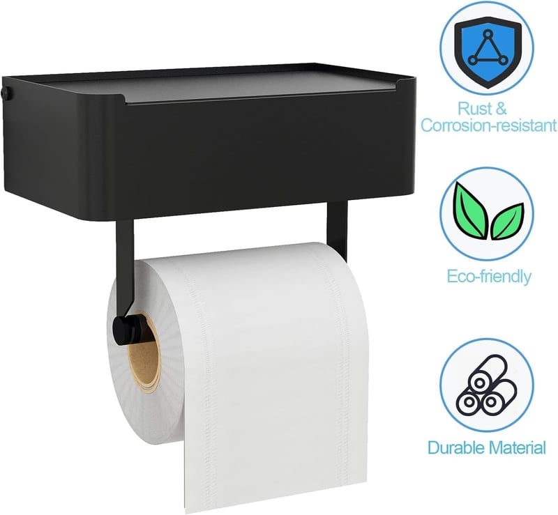 Gypie Toalettpapír Tartó Nedves Törlőkendő Dobozzal, Rozsdamentes Acél, Öntapadós - Mit Feuchttücherbox, Black