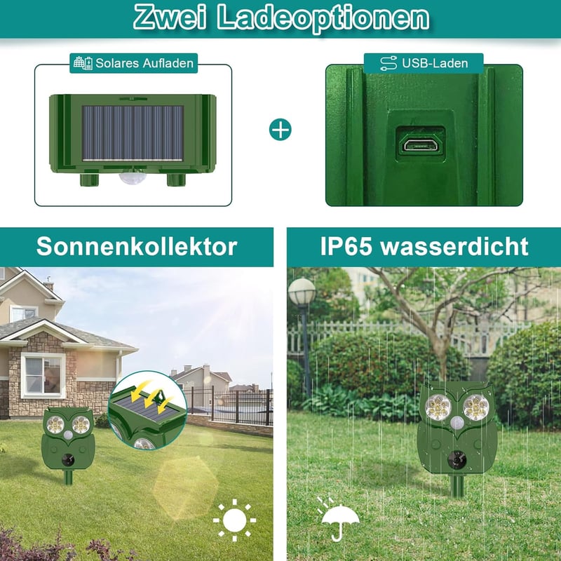 Gzaodao Szolár Ultrahangos Macskariasztó Kerthez, Kutyák és Madarak Elűzéséhez
