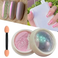 GZMAYUEN króm körömpor pigment - rózsaszín aurora / lila aurora gyöngy - 2 szín 2