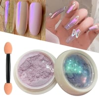 GZMAYUEN króm körömpor pigment - rózsaszín aurora / lila aurora gyöngy - 2 szín 3