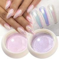 GZMAYUEN króm körömpor pigment - rózsaszín aurora / lila aurora gyöngy - 2 szín 1