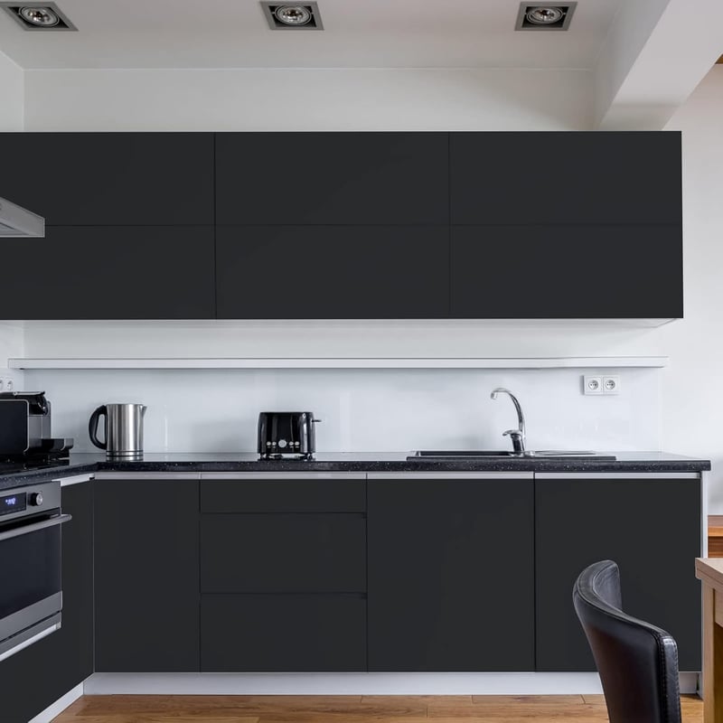 Hode Öntapadós Bútorfólia - Modern Fekete Matt Víztaszító Tapéta Falra, Ajtóra, Szekrényre, Asztalra - 60 cm x 10 m