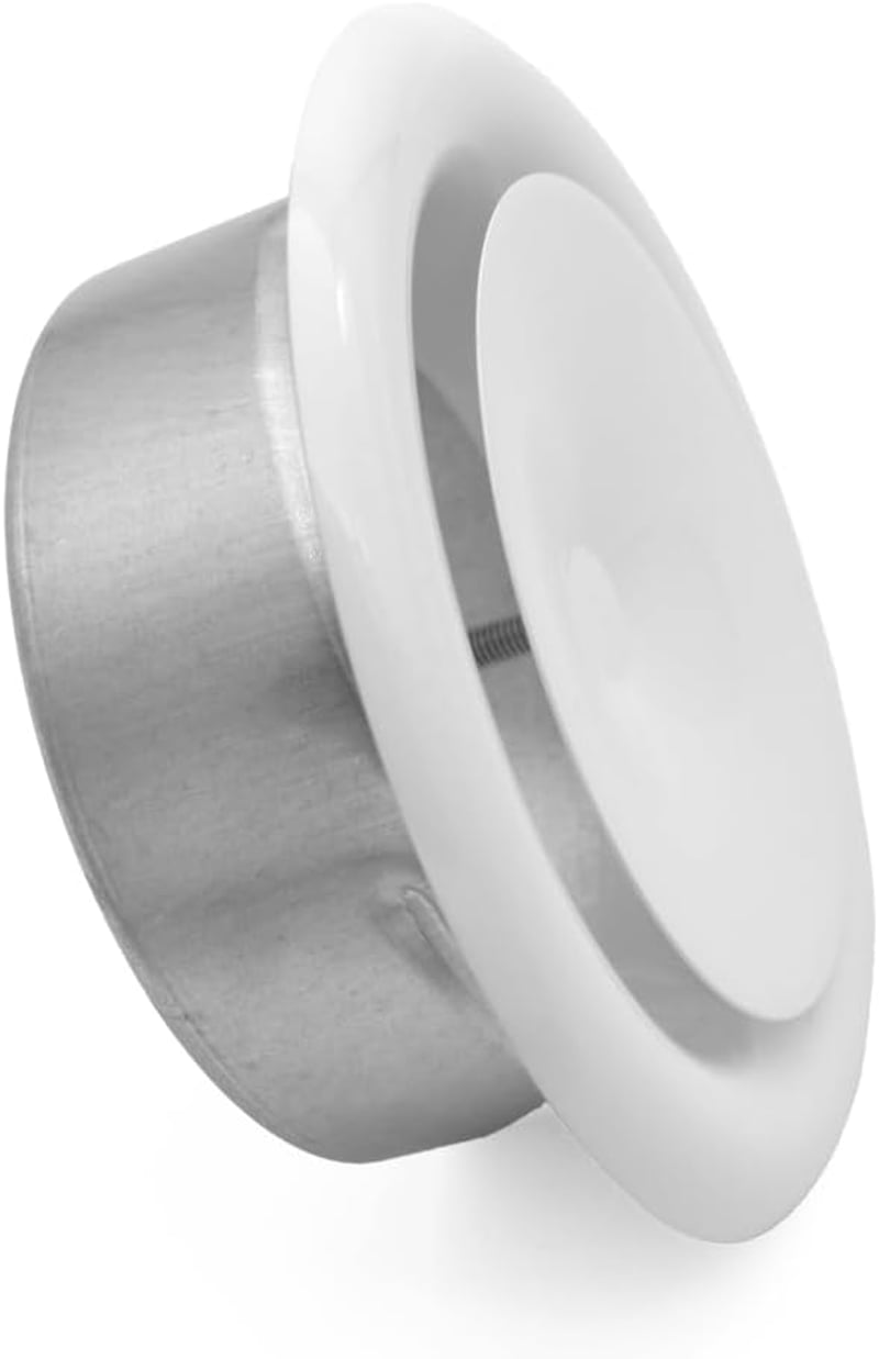 H&C VENT 125mm Állítható Szellőzőcsatorna Szelep Fém Fehér Diffúzorral
