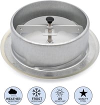 H&C VENT 125mm Állítható Szellőzőcsatorna Szelep Fém Fehér Diffúzorral 3