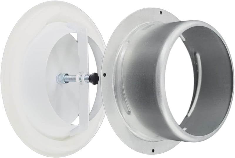 H&C VENT 125mm Állítható Szellőzőcsatorna Szelep Fém Fehér Diffúzorral