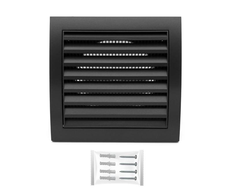 Vetacia mriežka H&C VENT 190x190 mm so sieťkou proti hmyzu, čierna