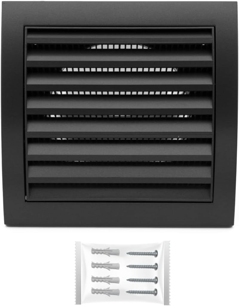 H&C VENT szellőzőrács 190x190mm rovarháló fekete szellőztetés