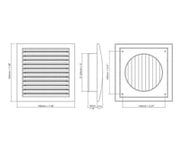 Vetacia mriežka H&C VENT 190x190 mm so sieťkou proti hmyzu, čierna 2