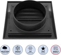 H&C VENT szellőzőrács 190x190mm rovarháló fekete szellőztetés 3